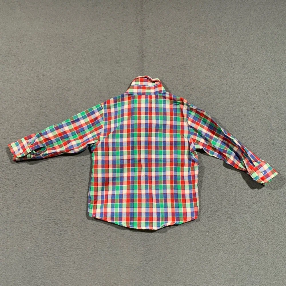VTG OshKosh B'gosh Thin Plaid‎ Button Down Shirt Kids 24 Months Cotton Polyester